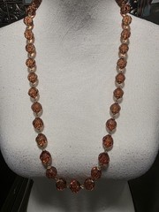 Vintage Amber Color Beaded Necklace 32 In