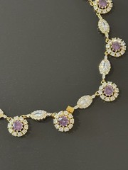 Ciner Signed Purple & Clear Crystal Rhinestone Drop Necklace 1960s