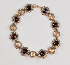 Simulated Chocolate Garnet & Aurora Borealis Rhinestone Choker Necklace 17″