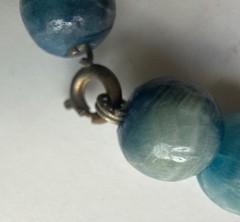 Vintage Blue Kyanite Beaded Necklace With Gold-Tone Spring Clasp