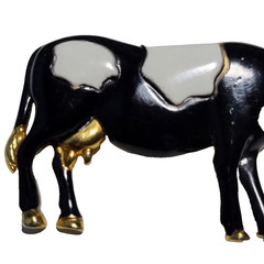 AJC Holstein Figural Cow Pin Brooch Black and White Vtg Enamel Signed