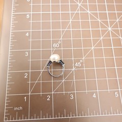 Art Deco ring QVC white pearl black crystals 925 sterling silver signet Size 5