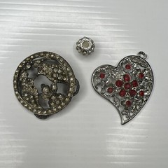 H7 Lot Crystals Red Birds Heart Love Boho Hippie Glam Retro Pendants