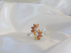 Designer Sterling Silver 925 Natural Mandarin Orange Garnet Ring Size 10