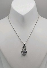 Sterling Silver Vintage 1.00ct CZ Double Looped Teardrop Pendant Necklace 21″