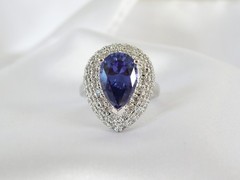 Sterling Silver 925 Simulated Tanzanite Large Ross Simons Ring Size 6