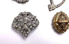 Deco jeweled belt buckle-belt clasps-Etruscan revival pin-pendant-Victorian