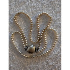 Vintage Sarah Coventry Faux Pearl Necklace Double Strand Rhinestone Clasp