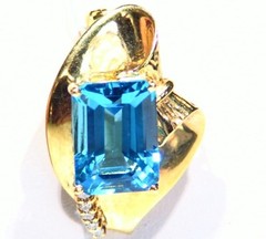 Vintage 14K Solid Gold Natural Topaz Diamond 9.0CT Engagement Necklace Designer