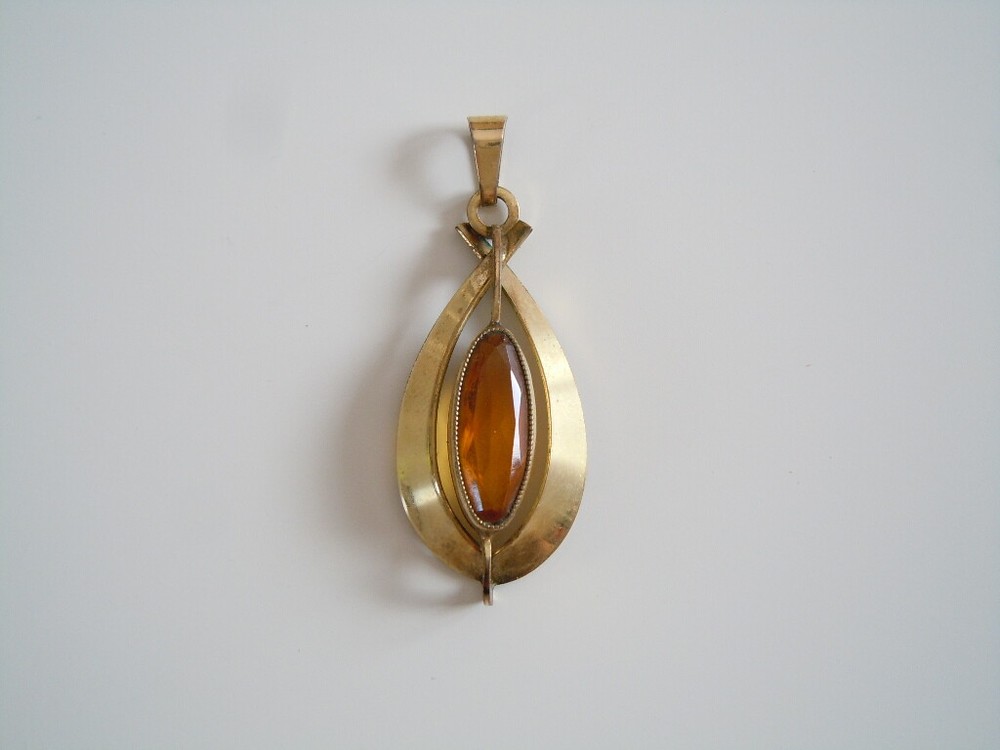 Pendant Am.Dble TEKA Theodor Klotz With Yellow Gemstone Gold Plated 2.9 G