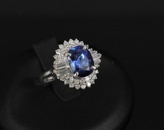 Fine 2.37ct GIA Madagascar Sapphire & 0.54ct Diamond Platinum Ring Size 6.75