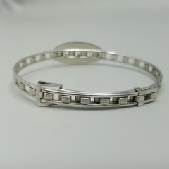 Vintage STC Monogram Expandable Silver Tone ID Bracelet Engraved Adjustable