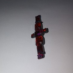 Vtg Red Pink Rhinestone Earrings & Brooch Set