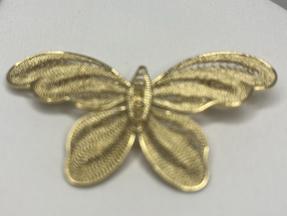 Vintage Butterfly Bug Filigree 2.5 inches GoldTone Fashion Brooch Pin ~Nice~
