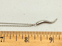 Vintage Sterling Silver AMCO Italian Horn Charm Necklace Pendant 16 inch Cable
