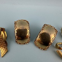 Vintage Designer Clip On Earrings Lot Gold Tone Huggie Climber All Signed