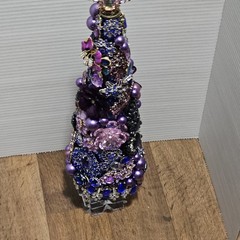 Handmade Jeweled Christmas Tree 16″ Vintage Style Rhinestones Pearl Purple Blue