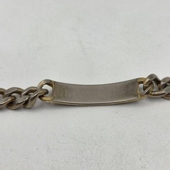Signed Richard Kalbe Nickel Silver ID Bracelet Bar & Chain Worn Gold Wash John