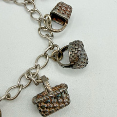 Estate Vtg BCB BROWN COUNTY BASKETS Sterling Silver Basket Charm Bracelet – 7.5″