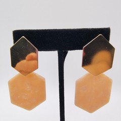 Vintage Boho Chic Geometric Earrings Dangle Lot of 4 Pink White Marbled Resin