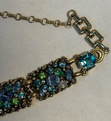 Vtg. Barclay Gold Tone Multi Color Rhinestones Necklace 14 7/8″