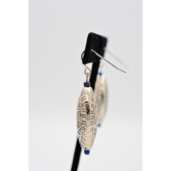 Vintage Dangle Earrings Silver Tone Beaded Shiny Pattern Cocktail 1990s BinAK