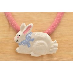 Flying Colors Porcelain Easter Bunny Rabbit Pink Blue Painted Signed 80s Bin3D