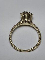 Vintage EVA 14k Yellow Gold Diamond & Sapphire Tulip Ring Size 6.5