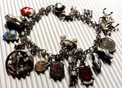 International Travel Sterling Silver Charm Bracelet & 16 Charms, 925-800 Silver