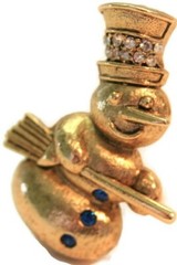 Vintage Weiss Designer Signed Snowman Brooch