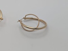 Large 14k Gold Twisted Hoop Earrings. 3″ Intertwined Twisted Double Wire Hoop Ea