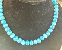 Vintage Blue Kyanite Beaded Necklace With Gold-Tone Spring Clasp