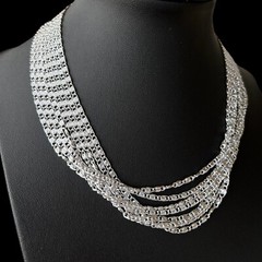 VINTAGE SARAH COVENTRY Women’s Choker 8 Strand Silver Tone Aluminum 15 in