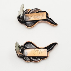 Modernist Copper Wings Climber Style Clip On Earrings Artisan Style Unsigned
