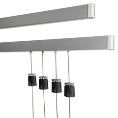 AS Hanging 8ft Gallery & Picture Rail System Set (2x4ft Rails) Matte Silver