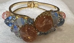 Vintage DeLizza & Elster (D & E, Juliana) Peach and Blue Clamper Bracelet