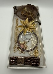 Vintage Jewelry Lot Nolan Miller Watch Espo Opal Pendant 14K GP Crystal Brooch
