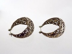 Jezlaine Sterling Silver Pierced Hoop Leverback Earrings 925 Curled Hoops 10.6g