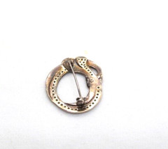 Vintage 925 Sterling Silver Marcasite Stone Rhinestone Wreath Twist Tie Brooch