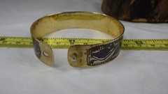 Rare Vintage Silver 875 Niello Bracelet Leaves Swirling Golden Patina Russia