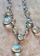 Antique Edwardian Art Deco Sterling Riviere Rock Crystal Rhinestones Necklace