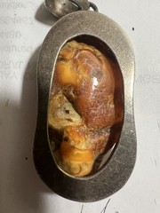 Vintage Sterling Silver Butterscotch Amber Cabochon Pendant 30g