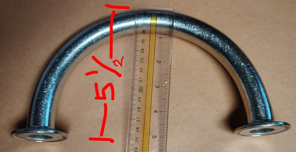 SANITARY FERRULE END STAINLESS STEEL U BEND TRI CLAMP 22MIL INTERNAL DIAMETER