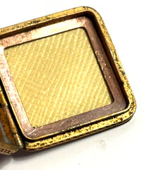 Victorian 6g Gold Filled Square Locket w/ Chain C&QR Etching Photo Cover Intact