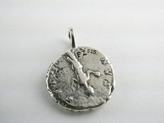 Vintage Faux Denarius Julia Domna Coin Cast Pendant 925 2.8g 7/8 Inch Length