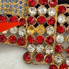 Vintage American Flag Rhinestone Brooch Gold Tone READ