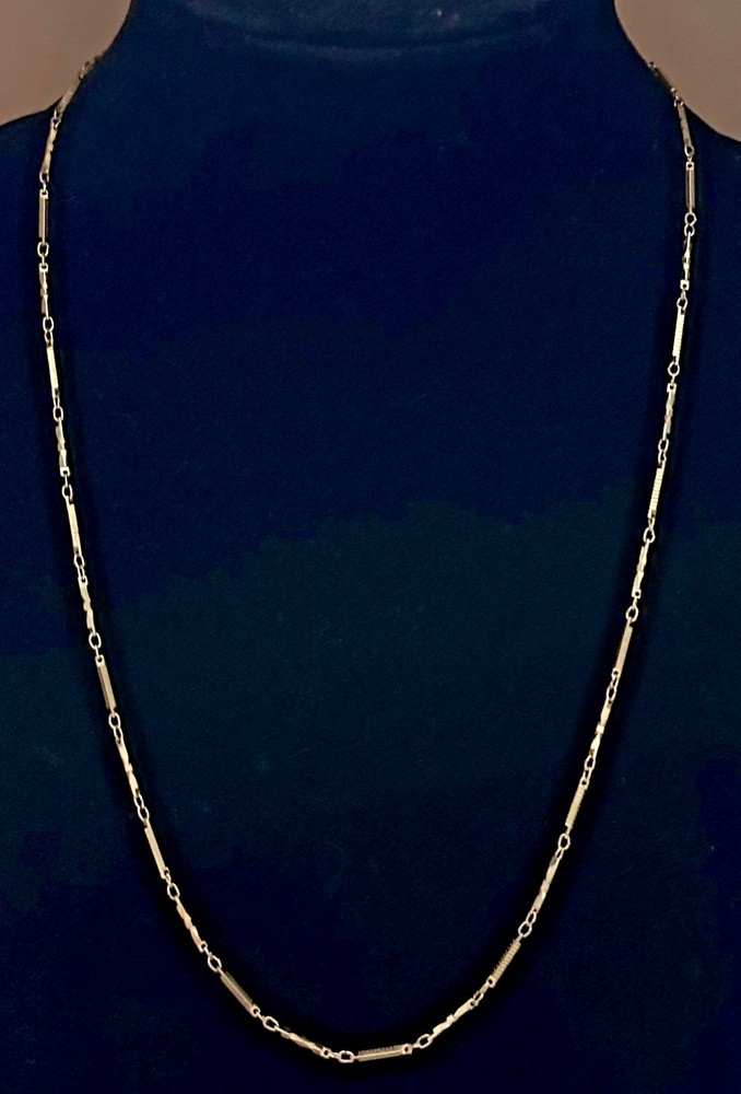 Vintage 23” Shiny Gold Tone Long Bar Link Chain Necklace Classic Minimalist Chic