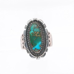 sz8.5 Vee Kee Navajo sterling silver multi-color blue/green turquoise ring