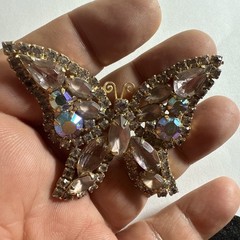 Weiss Brooch Pin Pink Butterfly 2.5 Inches Vintage Brilliant