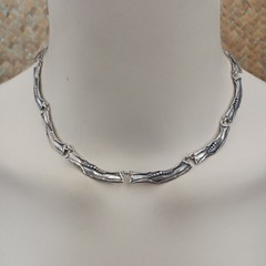 Vintage Israeli Silver Necklace Modernist Art Nouveau Revival Choker Handmade